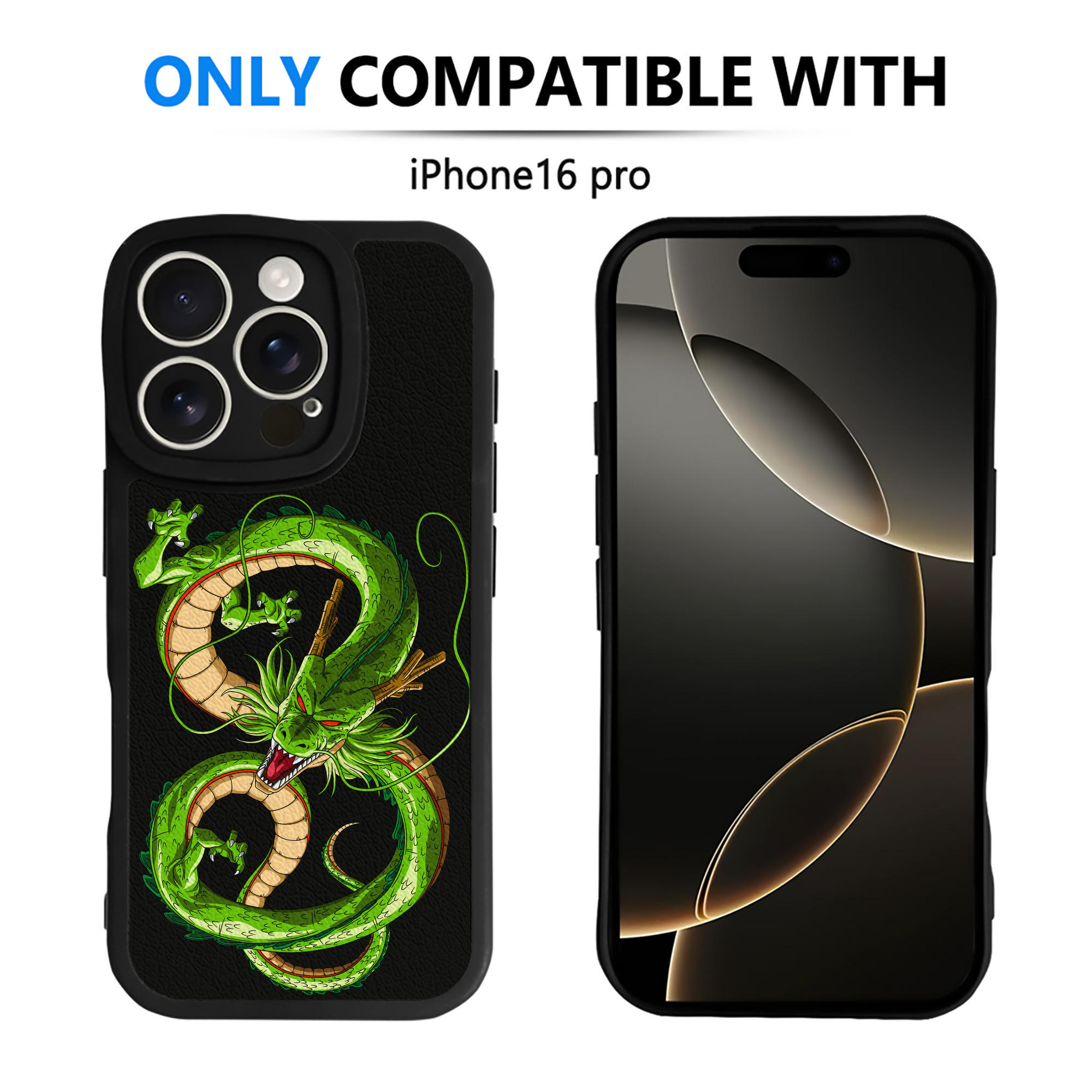 （画像用） ドラゴンボール 神龍 シェンロン DRAGON BALL Shenron 【iPhone 16シリーズ対応】シリコンスマホケース（レザー調） 材質：シリコン